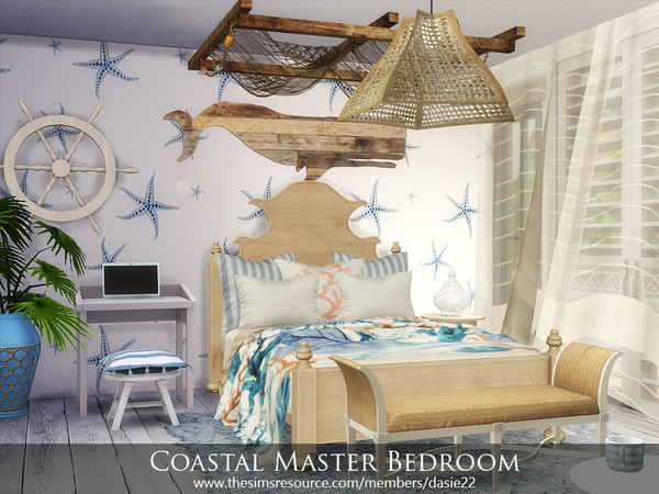 Sims 4 — Coastal Master Bedroom by dasie22 — Coastal Master Bedroom is a beautiful, nautical room. Please, use code