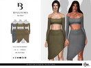 Sims 3 — Off Shoulder Asymmetric Two Piece Dress by Bill_Sims — This two-piece dress features a long sleeve, off-shoulder