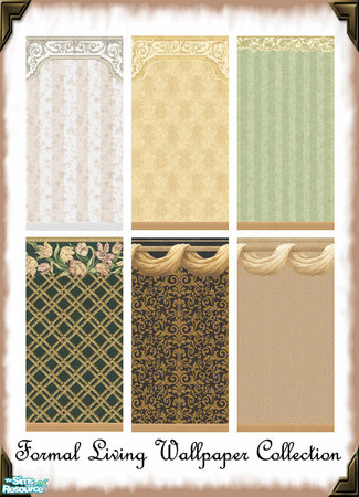 Sims 2 — Formal Living Wallpaper Collection by kittyispretty69 — A set of six formal wallcoverings to add a touch of