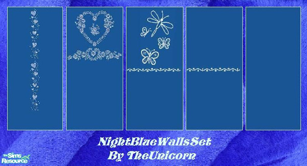 Sims 2 — NightBlueWallSet by The_Unicorn — -