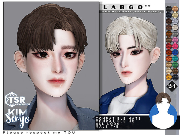 Sims 4 — TS4 Male Hairstyle_Largo(Maxis Match) by KIMSimjo — New Hair Mesh(Maxis Match)