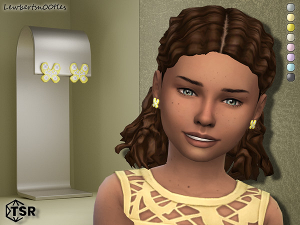 Sims 4 — Selina Studs by Lewbertsn00tles — Sparkling butterfly studs for kids. New Mesh