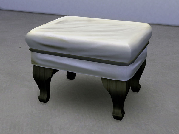 Sims 4 — Kaelan Ottoman by sim_man123 — A soft, comfortable ottoman to sit on. Simple white fabric with a bit of classic