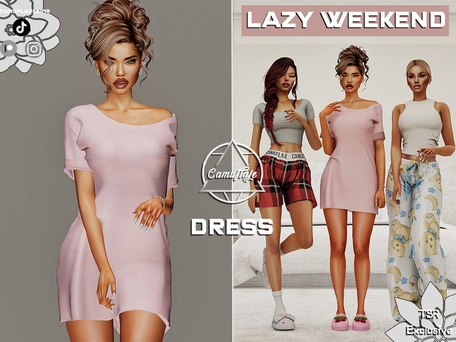 The Sims Resource - Lazy Weekend Collection - T-Shirt Dress