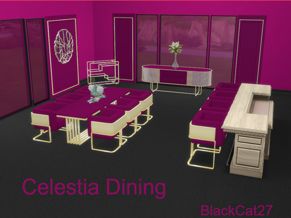 Sims 4 — Celestia Dining Cart by BlackCat27 — A contemporary dining set consisting of 9 objects