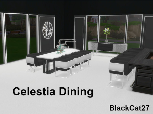 Sims 4 — Celestia Dining Chair by BlackCat27 — A contemporary dining set consisting of 9 objects