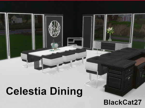 Sims 4 — Celestia Dining Mirror by BlackCat27 — A contemporary dining set consisting of 9 objects