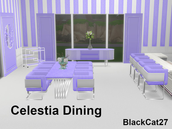 Sims 4 — Celestia Dining Table by BlackCat27 — A contemporary dining set consisting of 9 objects