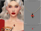 Sims 4 — Quinn Necklace by Glitterberryfly — Halloween inspired necklace. With red and black diamonds, set in gold