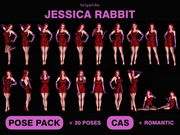 Sims 4 — [helgatisha] Jessica Rabbit poses_a_CAS_trait_Romantic_StrikeRose.package by HelgaTisha — 20 poses