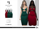 Sims 4 — Satin Cut Out Back Detail Midi Dress by Bill_Sims — This dress features a satin material with a cut out strappy