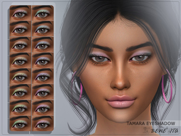 Sims 4 — Tamara Eyeshadow (HQ) by Benevita — Tamara Eyeshadow Makeup Category HQ Compatible 16 Swatches For Female (Teen