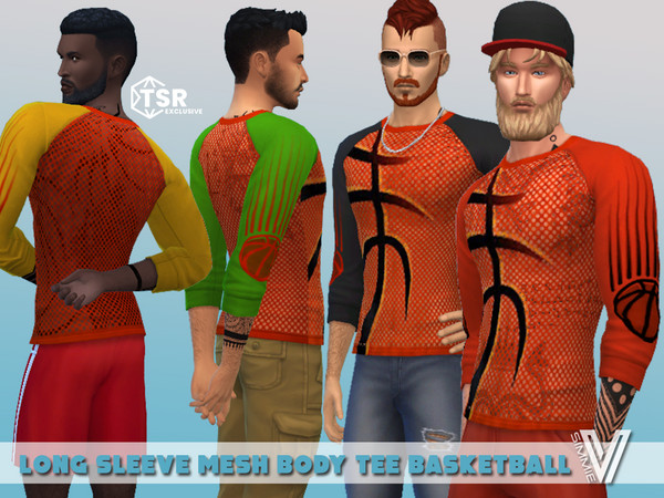 The Sims Resource - Basketball Long Sleeve Mesh Tee