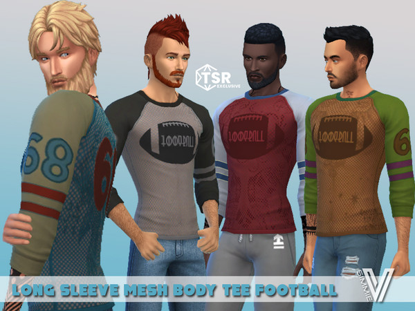 The Sims Resource - Football Long Sleeve Mesh Tee