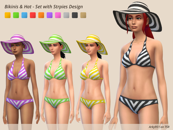 Sims 4 — Bikini with Stripes Pattern - Top by Arky951 — The Top part of the Bikini set, in 10 colors with stripes