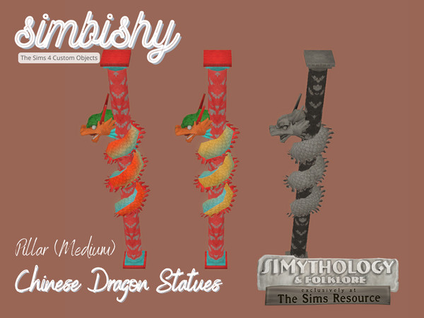 Sims 4 — [SIMBISHY] SIMythology Chinese Dragon Pillar (Medium) by simbishy — A stone pillar with a Chinese mythological