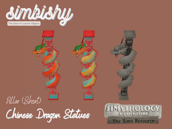 Sims 4 — [SIMBISHY] SIMythology Chinese Dragon Pillar (Short) by simbishy — A stone pillar with a Chinese mythological
