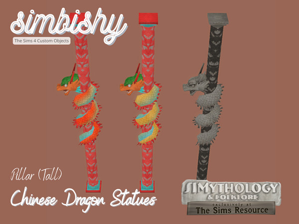 Sims 4 — [SIMBISHY] SIMythology Chinese Dragon Pillar (Tall) by simbishy — A stone pillar with a Chinese mythological