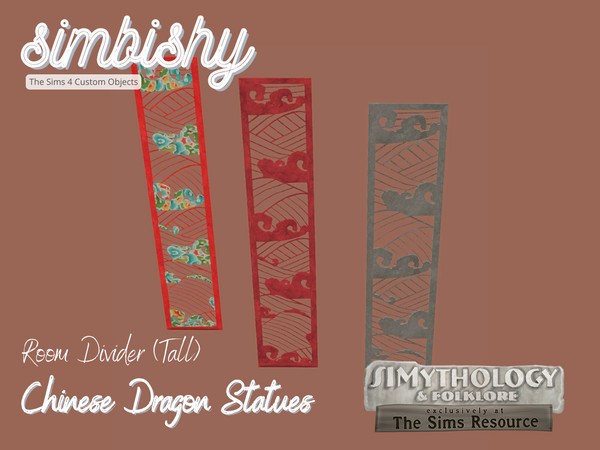 Sims 4 — [SIMBISHY] SIMythology Chinese Dragon Room Divider (Tall) by simbishy — A stone pillar with a Chinese