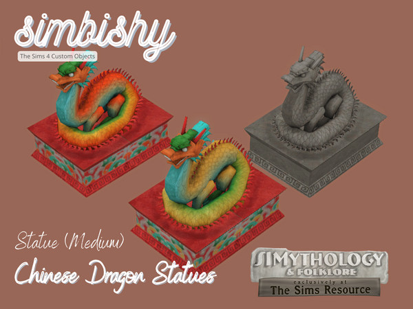 Sims 4 — [SIMBISHY] SIMythology Chinese Dragon Statue (Medium) by simbishy — A stone pillar with a Chinese mythological
