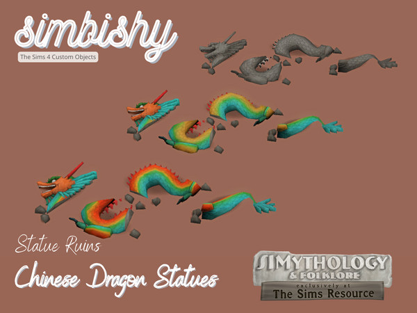 Sims 4 — [SIMBISHY] SIMythology Chinese Dragon Statue Ruins by simbishy — A stone pillar with a Chinese mythological