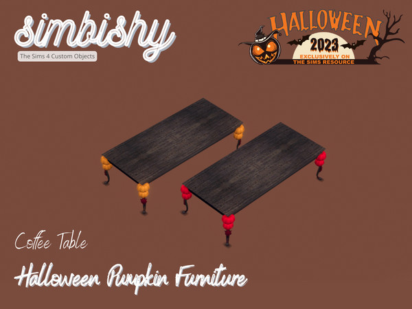 Sims 4 — SIMBISHY Halloween Pumpkin Coffee Table by simbishy — A set of charming country style wooden furnishings with a