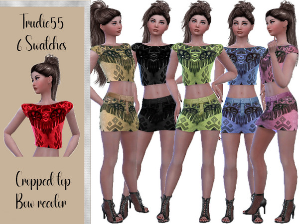 Sims 4 — Cropped top bow recolor by TrudieOpp — Cropped top bow recolor in 6 colors