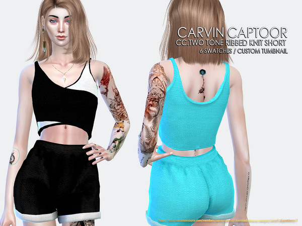 Sims 4 — CC.Two tone Ribbed Knit (short) by carvin_captoor — Created for sims4 All Lod 6 Swatches Don't Recolor And Claim