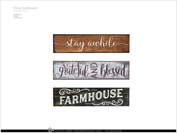 Sims 4 — Fleur - wall decor Board by Severinka_ — A set of wall decor for decorating lots in Farmhouse style. Wall clock,