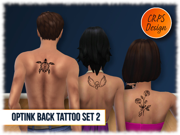 Sims 4 — OptInk Back tattoo set 2 by Stephanie_Mey1991 — This set contains 3 designs of the official Opt.Ink tattoo