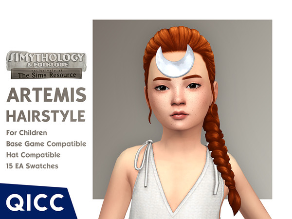 Sims 4 — [QICC]SIMythology_&_Folklore_Artemis_Hair_for_Children_Accessory.package by qicc — A braided ponytail
