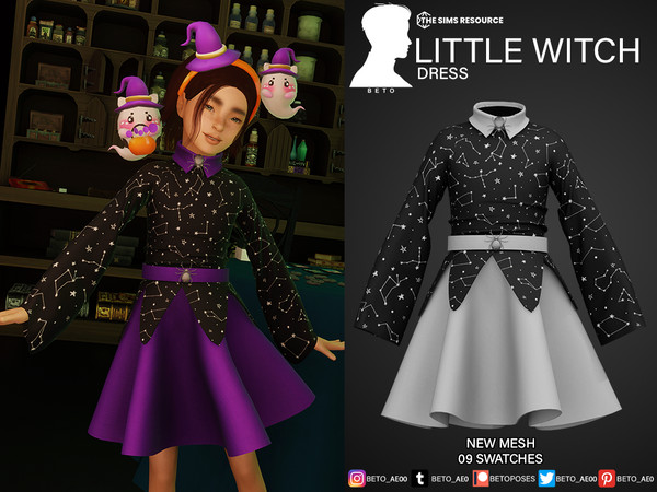 Sims 4 — Little Witch (Dress - Child Version) by Beto_ae0 — Witch dress for girls, enjoy it - 09 colors