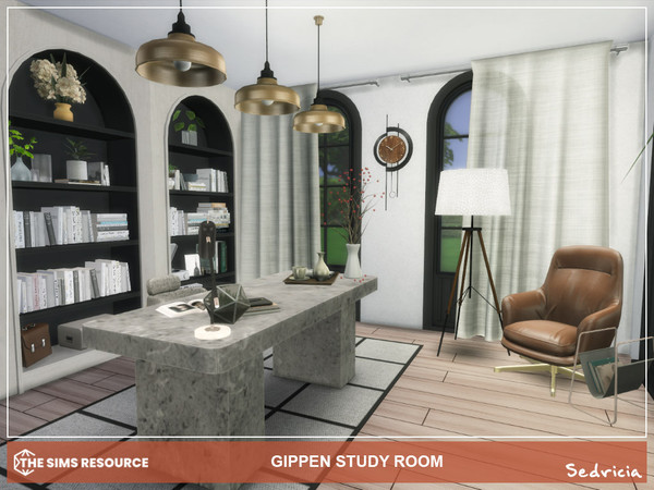 Sims 4 — Gippen Study Room by Sedricia — Please use "bb.moveobjects on" before place the room