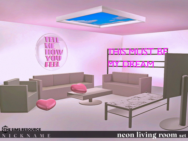 Sims 4 — neon living room set_sofa by NICKNAME_sims4 — neon living room set 10 package files.