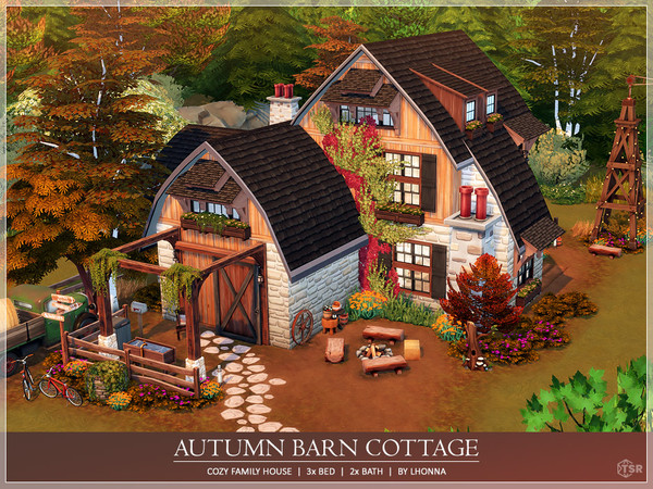 Sims 4 — Autumn Barn Cottage - No CC by Lhonna — The very old barn was made into a cozy family cottage. A lovely place
