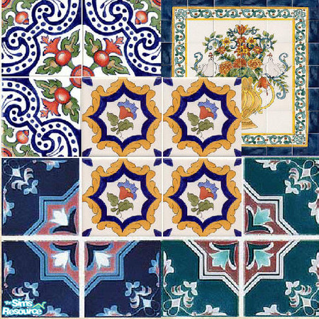 Sims 2 — victorian set by skinflin — 5 victorian tiles.range of styles 