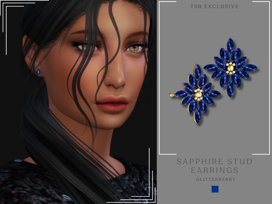The Sims Resource - Sapphire Stud Earrings