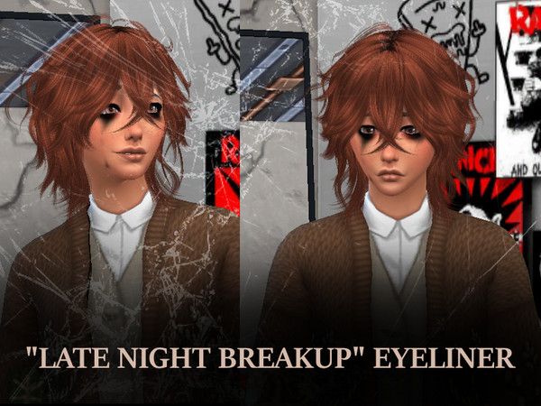 Sims 4 — "Late Night Breakup" Eyeliner by Lxbryz — Heavy Eyeliner smudged to Hell and back.