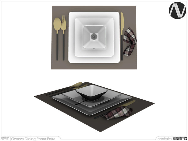 Sims 3 — Geneva Placemat, Plates, Fork, Knife And Spoon by ArtVitalex — Dining Room Collection - Belong to 2023 All