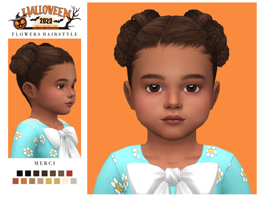 The Sims Resource - Halloween 2023 Flowers Hairstyle for Toddler