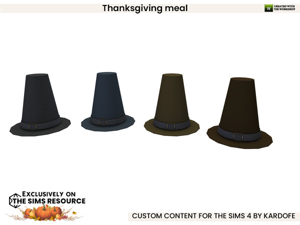 Sims 4 — kardofe_Thanksgiving meal_Pilgrim's hat by kardofe — Beautiful decorations for a Thanksgiving table setting