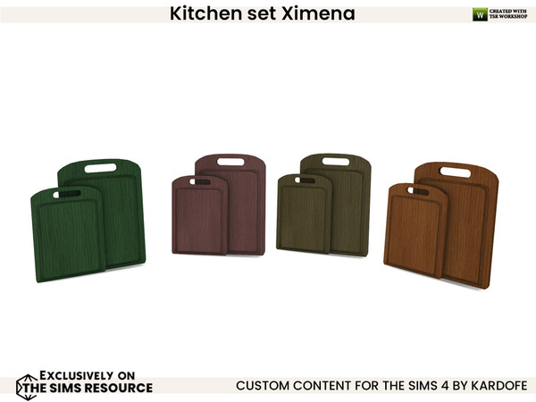 Sims 4 — kardofe_Kitchen set Ximena_Cutting boards by kardofe — Kitchen mess, a bit of everything, a tea set, saucepan,