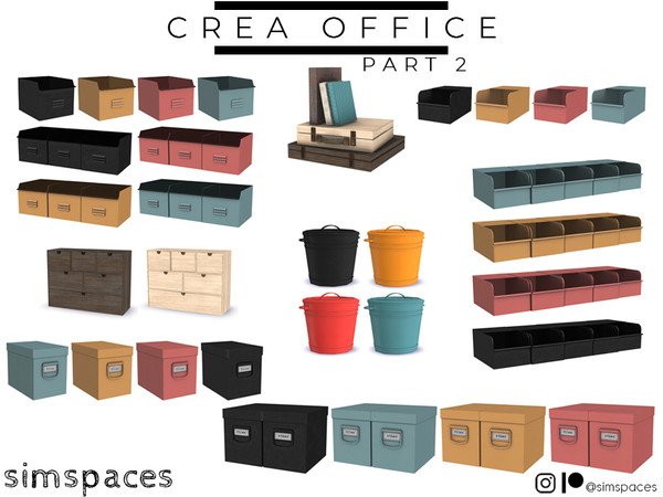 Sims 4 — Crea Office - small container by simspaces — A simple, industrial-influenced office set where your hard work and