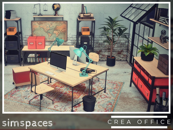 Sims 4 — Crea Office - filebox single by simspaces — A simple, industrial-influenced office set where your hard work and
