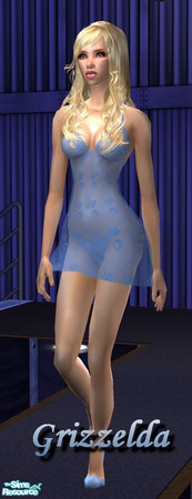 Sims 2 — The Nightie - Blue by Grizzelda — Pretty sheer nightie with matching panties and high-heels. Use with