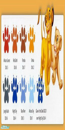 Sims 2 — Lion King Walls set by Azurite — Based on the Disney's Lion King range by Plascon.