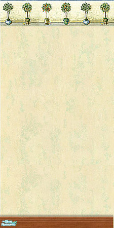 Sims 2 — Tiny Trees by TSR Archive — A subtle wallpaper perked up by a boarder of tiny potted trees. 