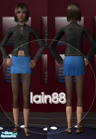 Sims 2 — Blue Skirt w/ Leggings by Lain88 — A blue skirt with a pair of leggings underneath.