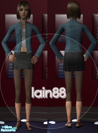 Sims 2 — Black Skirt with leggings by Lain88 — A black skirt with a pair of leggings underneath.