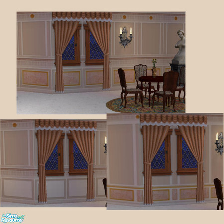 Sims 2 — Victorian Wall Apricot by Babybunny — The Mesh Oval Table, the recolor chairs and rug are objects of my